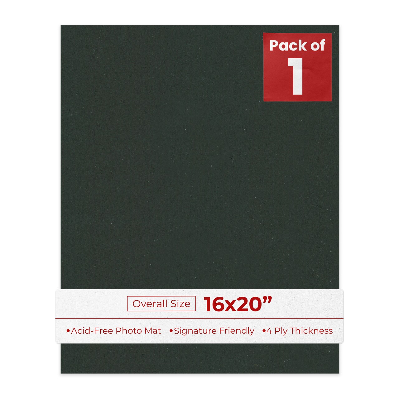 Textured Black 16x20 Uncut Mat Board - Blank Sheets, No Opening